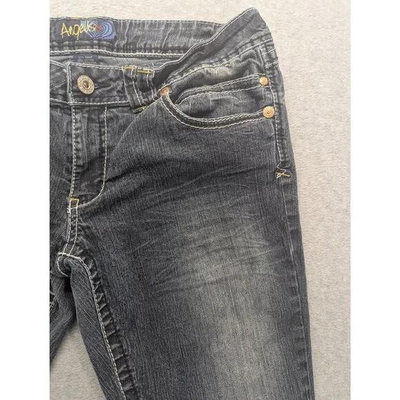 Angels Jeans Juniors 13 Blue Dark Wash Low Rise Skinny Stretch Embroidered - Picture 3 of 14